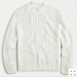 J.Crew Pointelle Ruffle Mockneck Sweater NWOT